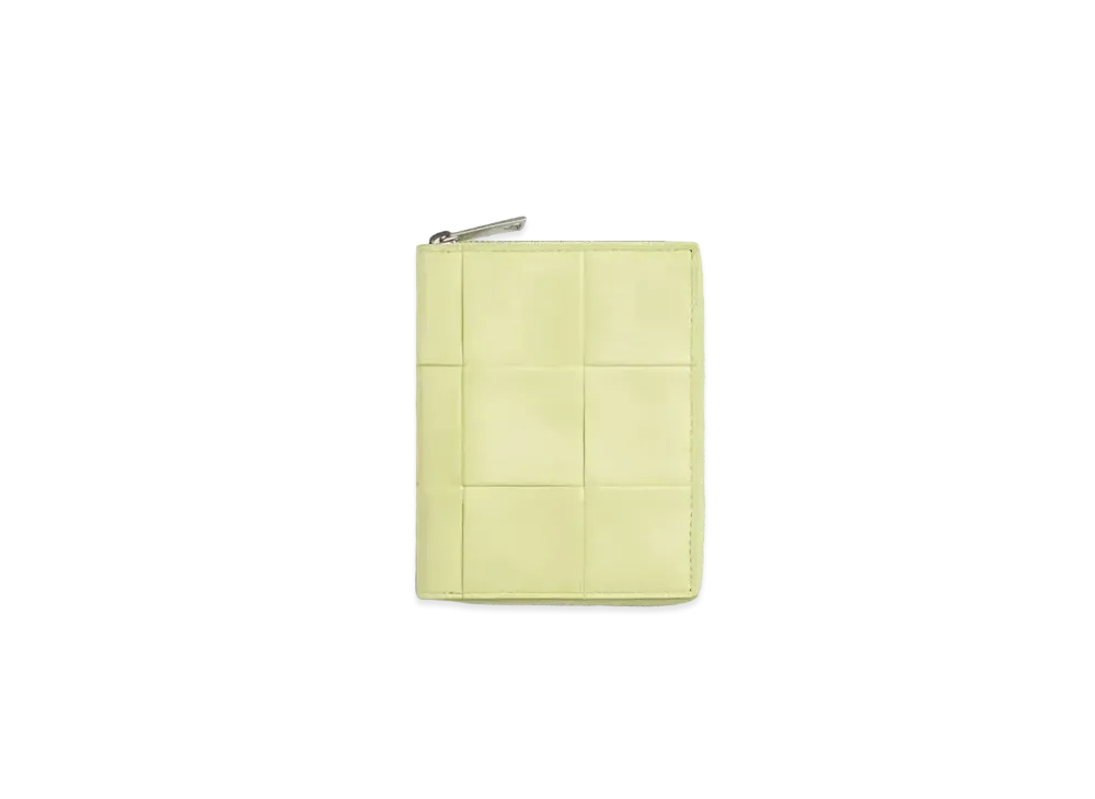 Bottega Veneta Casette Maxi Intrecciato Zip Around Wallet "Lemon Washed"