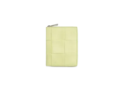 Bottega Veneta Casette Maxi Intrecciato Zip Around Wallet "Lemon Washed"