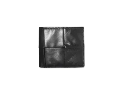 Bottega Veneta Casette Maxi Intrecciato Paper Calf Bi-fold Wallet "Black"