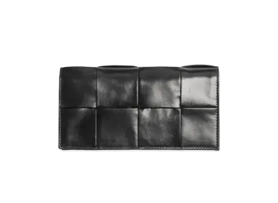 Bottega Veneta Casette Maxi Intrecciato Paper Calf Bi-fold Wallet "Black"