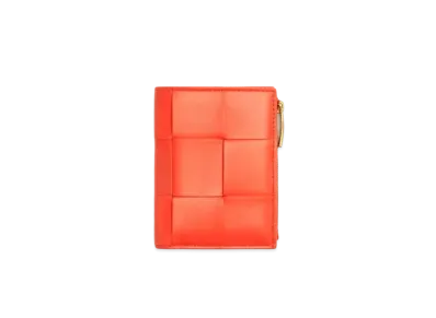 Bottega Veneta Casette Maxi Intrecciato Lambskin Bi-fold Zippered Wallet "Sunburst"