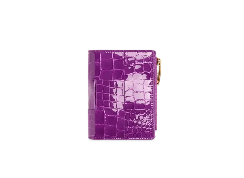 Bottega Veneta Casette Maxi Intrecciato Calfskin Bi-fold Zippered Wallet "Venom"