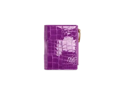 Bottega Veneta Casette Maxi Intrecciato Calfskin Bi-fold Zippered Wallet "Venom"