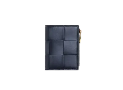 Bottega Veneta Casette Maxi Intrecciato Lambskin Bi-fold Zippered Wallet "Space"