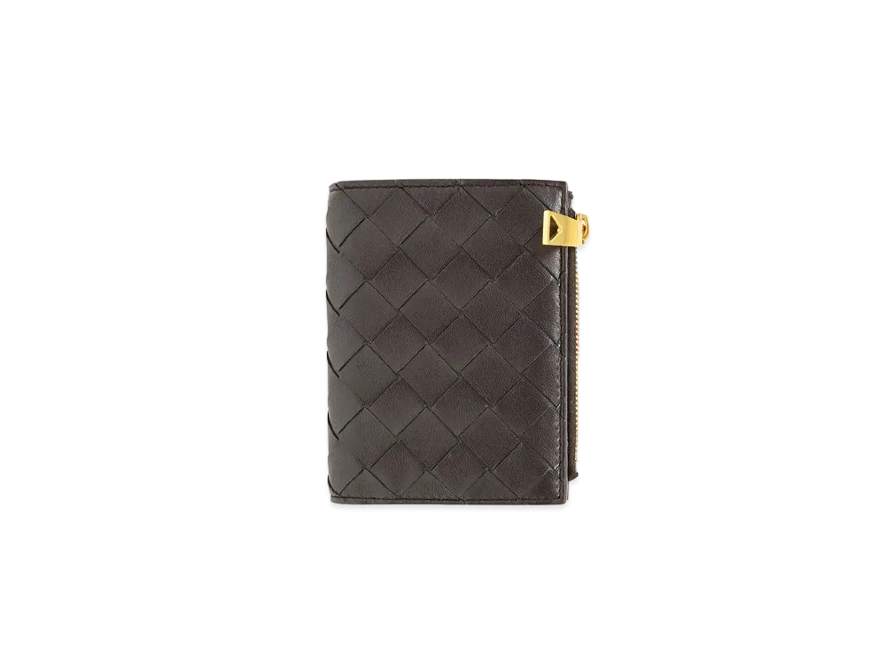 Bottega Veneta Intrecciato Small Lambskin Calfskin Bi-fold Zippered Wallet "Potion"