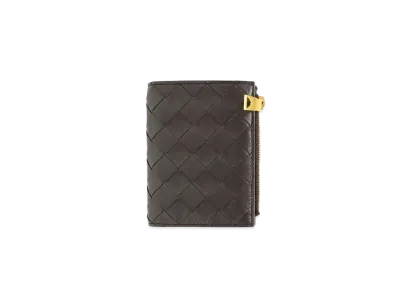 Bottega Veneta Intrecciato Small Lambskin Calfskin Bi-fold Zippered Wallet "Potion"