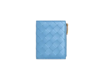 Bottega Veneta Intrecciato Small Lambskin Bi-fold Zippered Wallet "Windswept"