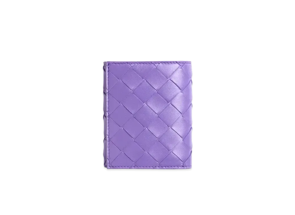 Bottega Veneta Intrecciato Lambskin Calfskin Trifold Wallet With Coin Purse "Purple"