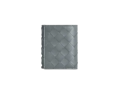 Bottega Veneta Intrecciato Lambskin Calfskin Trifold Wallet With Coin Purse "Thunder"