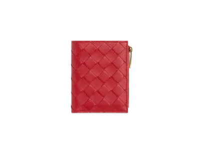 Bottega Veneta Intrecciato Lambskin Small Bi-fold Zippered Wallet "Apple Candy"