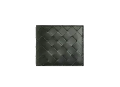 Bottega Veneta Intrecciato Calfskin Bi-fold Wallet With Coin Purse "Dark Green/Travertine"