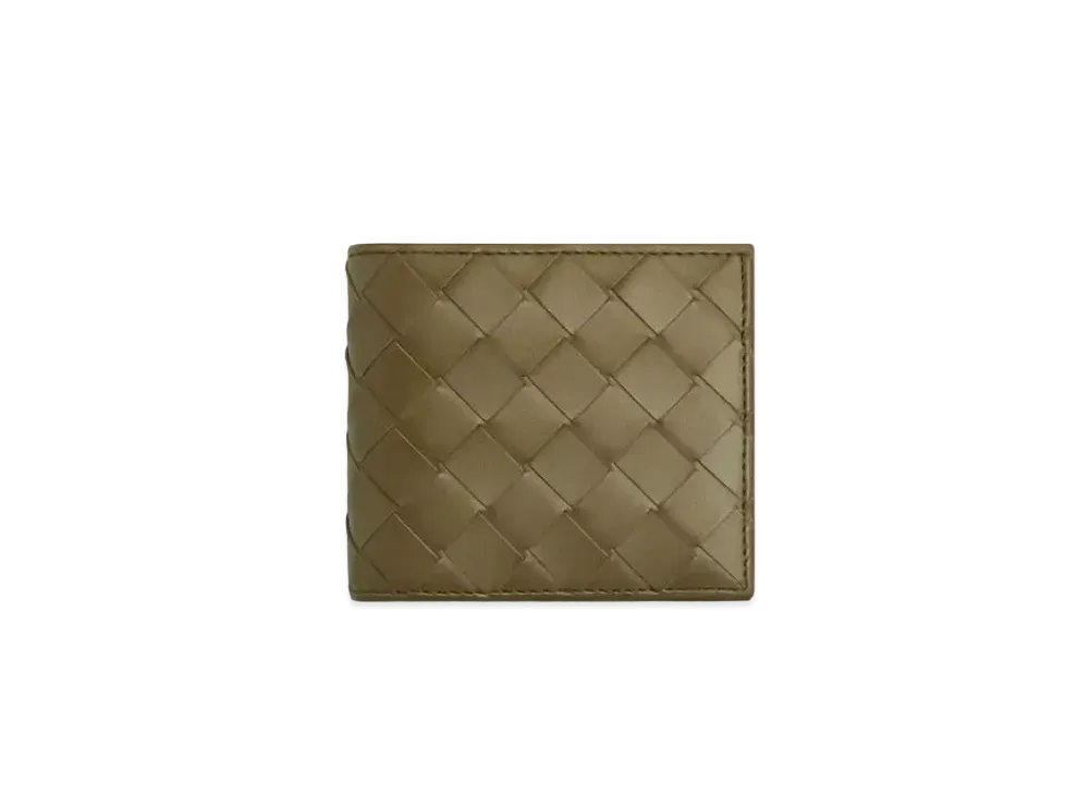 Bottega Veneta Intrecciato Calfskin Bi-fold Wallet With Coin Purse "Mud"