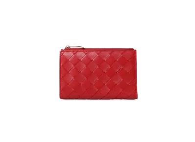 Bottega Veneta Intrecciato Lamskin Medium Bi-fold Wallet "Apple Candy"