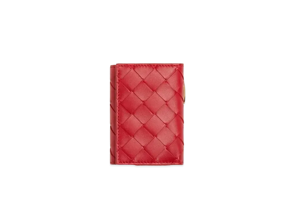 Bottega Veneta Intrecciato Lamskin Small Trifold Wallet "Apple Candy"