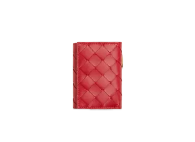 Bottega Veneta Intrecciato Lamskin Small Trifold Wallet "Apple Candy"