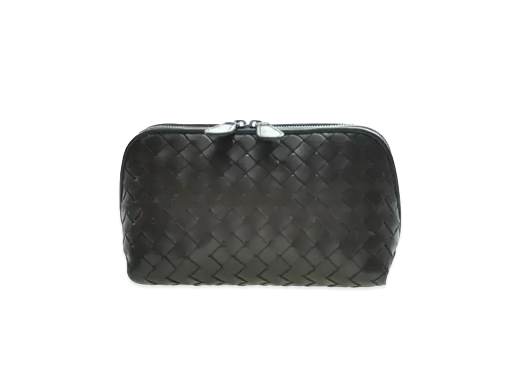 Bottega Veneta Intrecciato Lambskin Cosmetic Pouch "Ebano"
