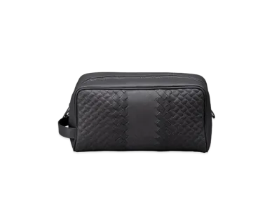 Bottega Veneta Intrecciato Calfskin Travel Pouch "Black"