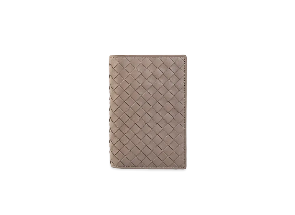 Bottega Veneta Intrecciato Lambskin Passport Case "Limestone"