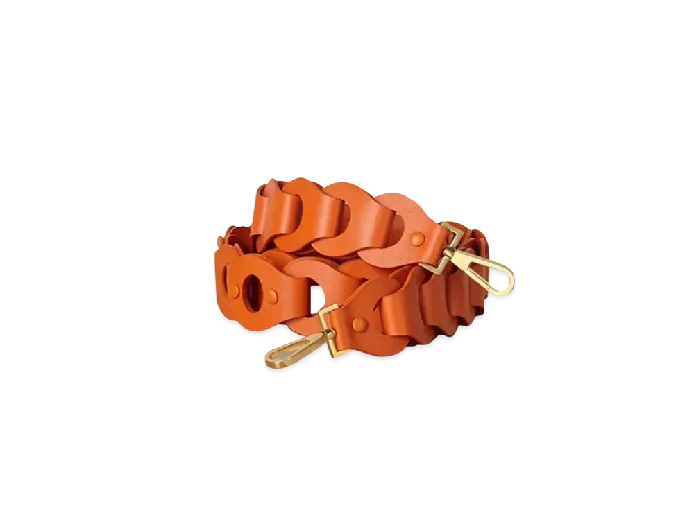 Bottega Veneta Soft Leather Chain Shaped Shoulder Strap "Orange"