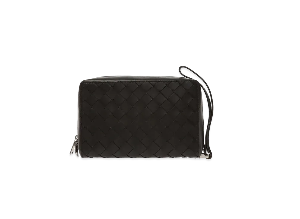 Bottega Veneta Intrecciato Lambskin Wrist Strap Clutch "Black"