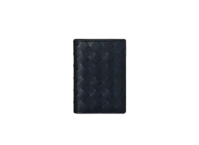 Bottega Veneta Intrecciato Calfskin Passport Case "Midnight Blue"