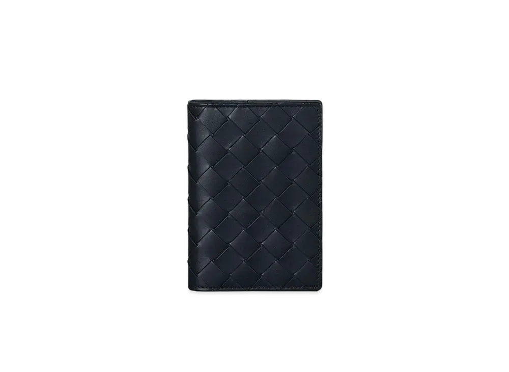 Bottega Veneta Intrecciato Calfskin Passport Case "Midnight Blue/Bordeaux"