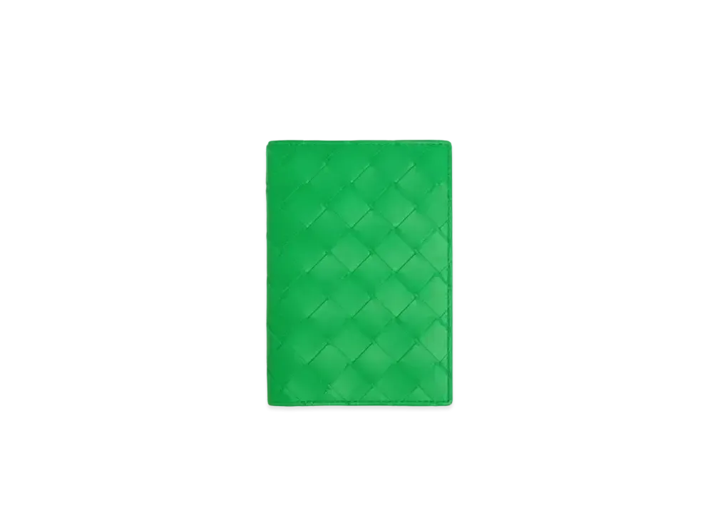 Bottega Veneta Intrecciato Calfskin Passport Case "Parakeet"
