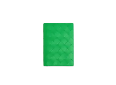 Bottega Veneta Intrecciato Calfskin Passport Case "Parakeet"