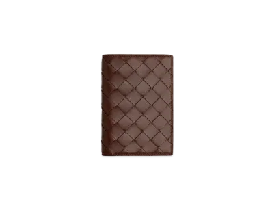 Bottega Veneta Intrecciato Lambskin Calfskin Passport Case "Brownie"