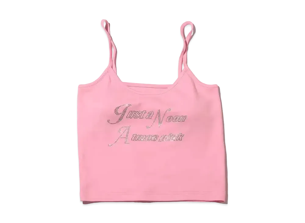 atmos pink x Just Annoon Rhinestone Logo Cami "Pink"