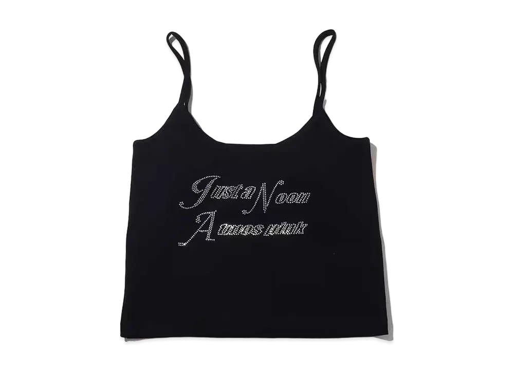 atmos pink x Just Annoon Rhinestone Logo Cami "Black"