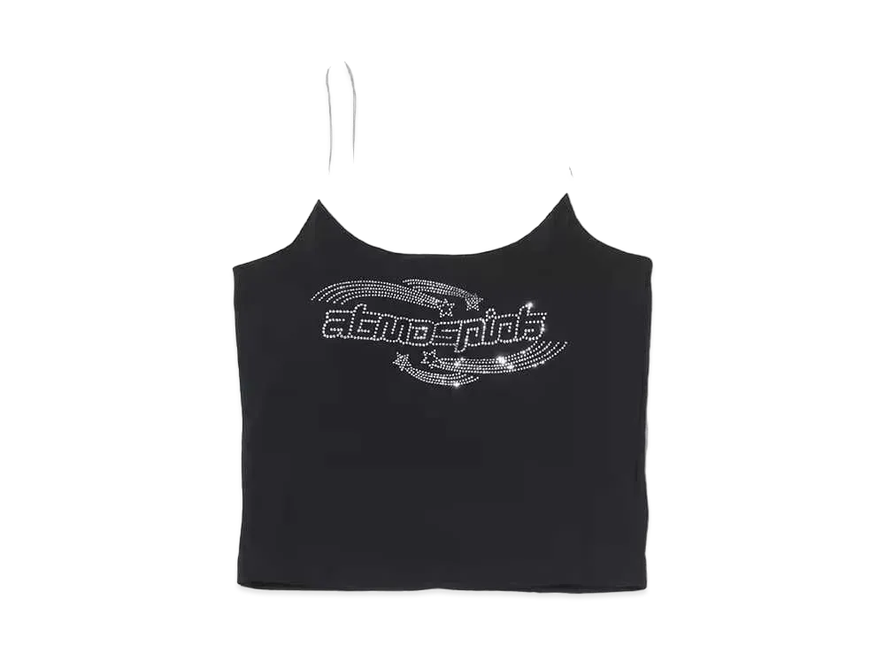 atmos pink Rhinestone Logo Camisole "Black"