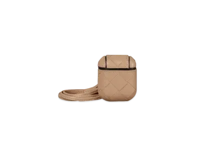 Bottega Veneta Intrecciato Lambskin AirPods Case "Cipria"
