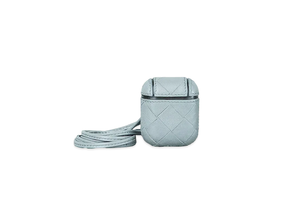 Bottega Veneta Intrecciato Lambskin AirPods Case "Ice Blue"