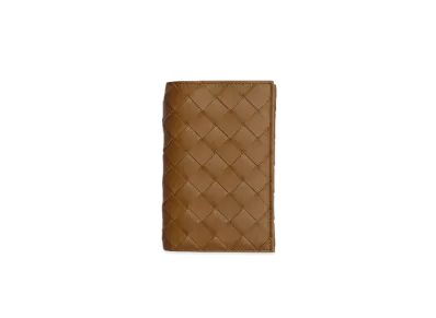 Bottega Veneta Intrecciato Calfskin Passport Case "Moutarde/Black"
