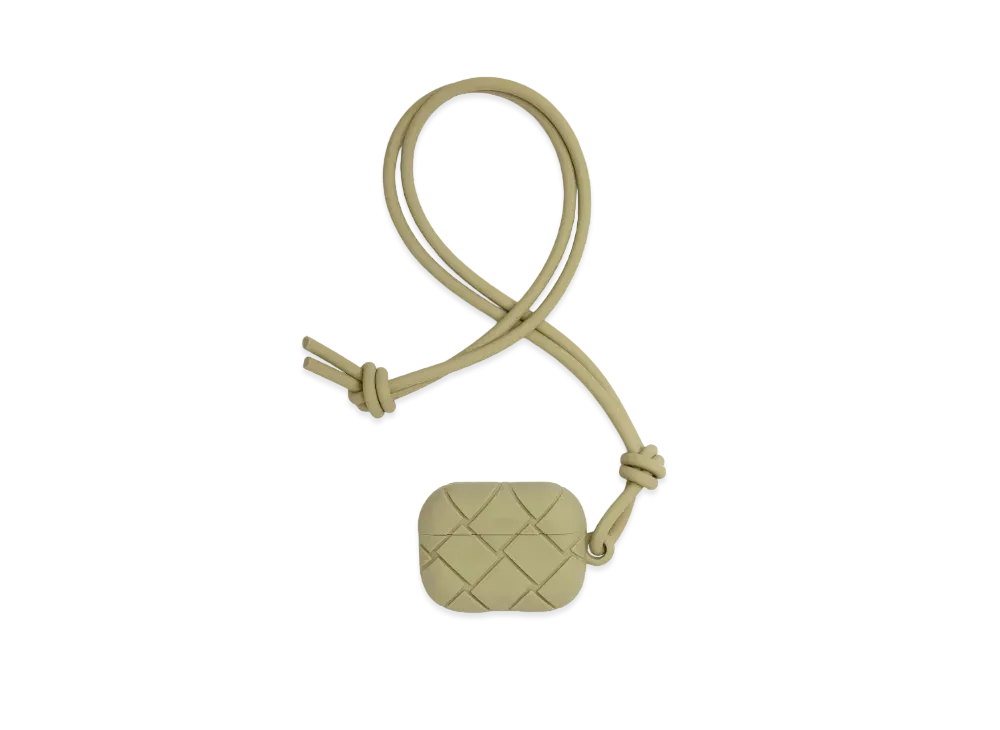 Bottega Veneta Intrecciato Rubber Silicon Airpods Pro Case "Travertine"