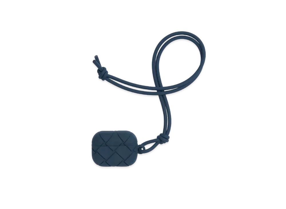 Bottega Veneta Intrecciato Rubber Silicon Airpods Pro Case "Deep Blue"