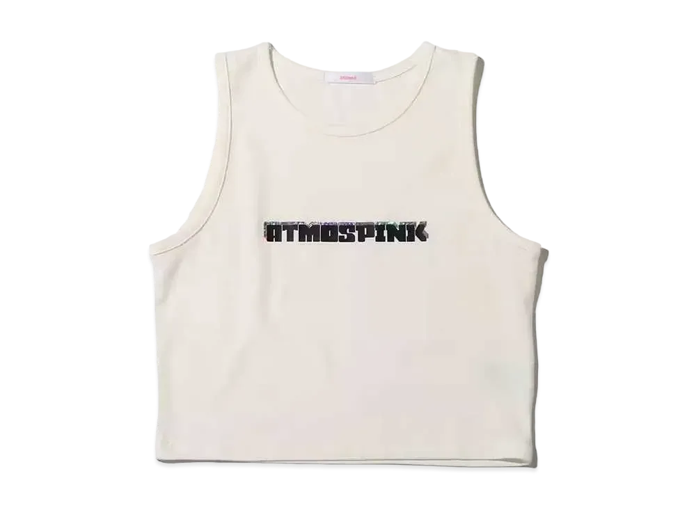 atmos pink Hologram Logo Chibi Tank "White"