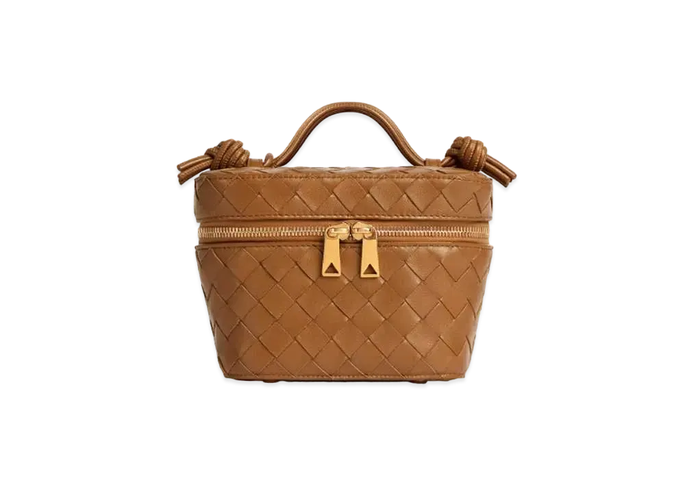 Bottega Veneta Intrecciato Mini Vanity Case "Wood"