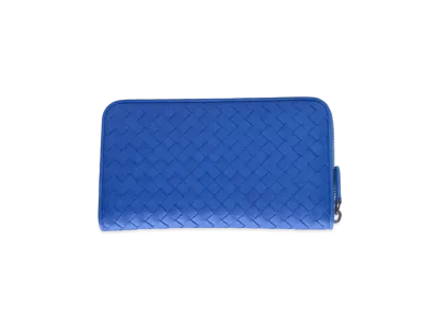 Bottega Veneta Intrecciato Sheepskin Long Wallet "Blue"