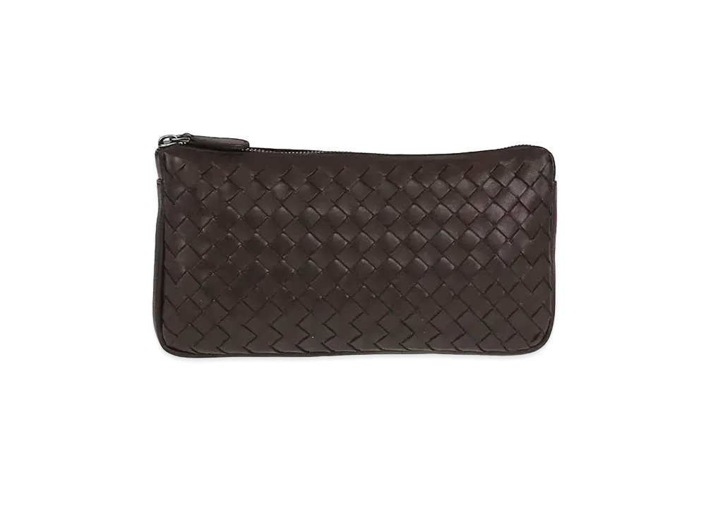 Bottega Veneta Intrecciato Sheepskin Long Wallet "Dark Brown"