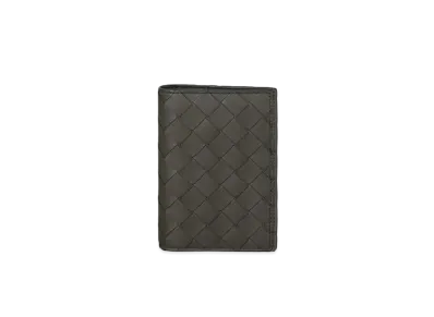 Bottega Veneta Intrecciato Calfskin Passport Case "Light Graphite"