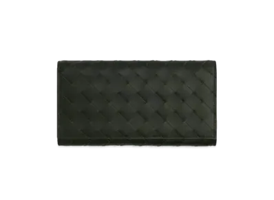 Bottega Veneta Intrecciato Calfskin Bi-fold Wallet "Black/Parakeet"