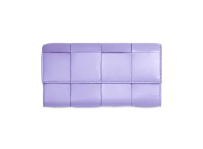 Bottega Veneta Casette Maxi Intrecciato Lambskin Long Wallet "Wisteria"