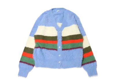 atmos pink x Riehata Colorful Border Feather Knit Cardigan "Blue"