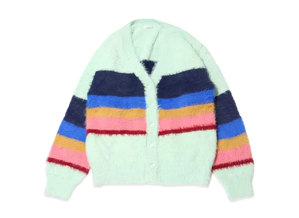 atmos pink x Riehata Colorful Border Feather Knit Cardigan "Mint"