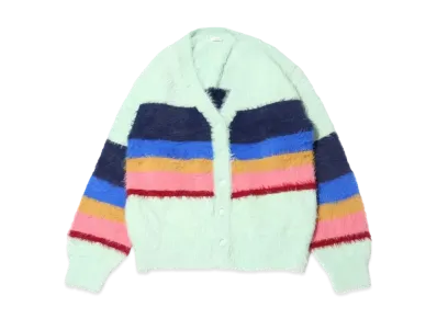 atmos pink x Riehata Colorful Border Feather Knit Cardigan "Mint"