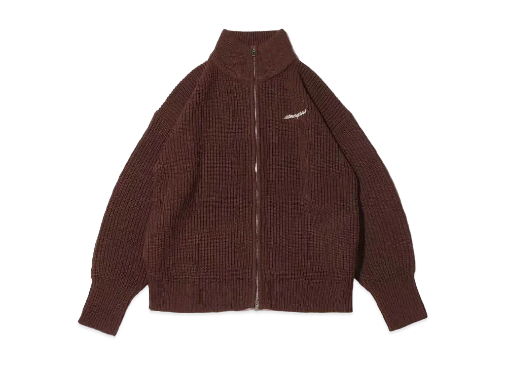 atmos pink Double Zip Knit Cardigan "Brown"