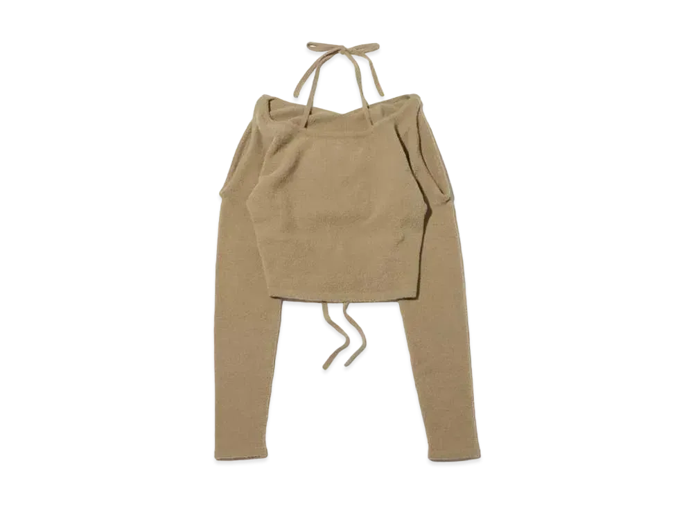 atmos pink Back Lace-Up Feather Knit "Beige"