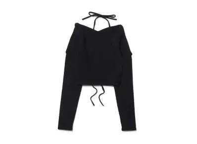 atmos pink Back Lace-Up Feather Knit "Black"